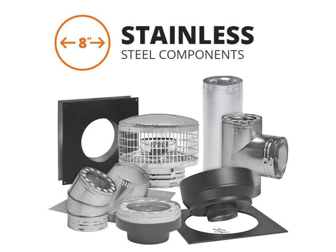 8" Metal-Fab Temp-Guard Stainless Steel Chimney Pipe