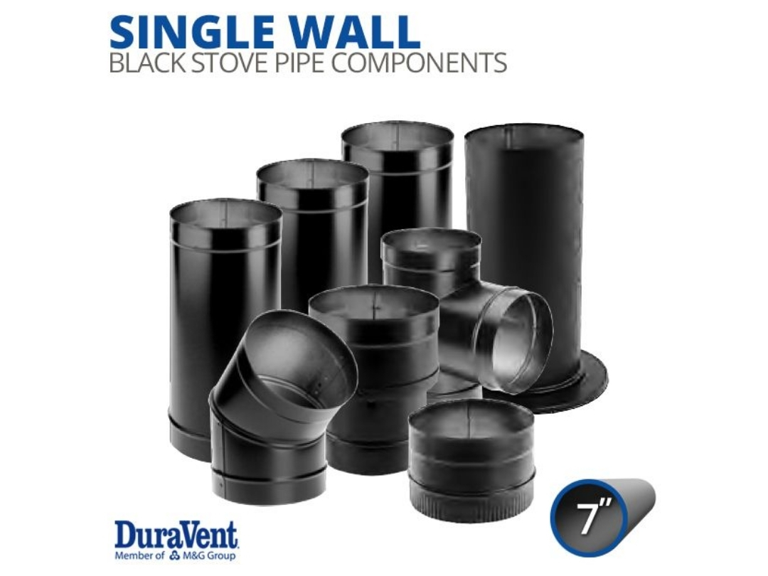 7" Diameter DuraVent DuraBlack Single-Wall Stove Pipe Components